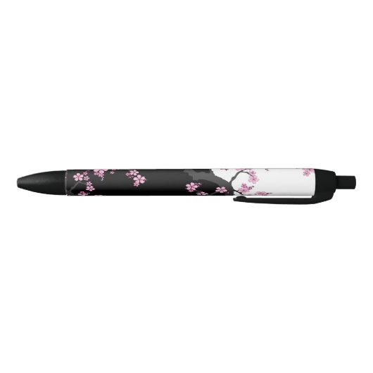 Japans Kimono Black en White Pink Sakura Zwarte Inkt Pen (Bodem)