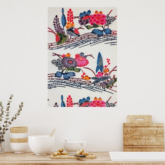  Japans KIMONO Floral Pattern Poster (Keuken)
