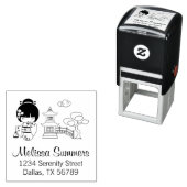 Japans Kimono-meisje Zelfinktende Stempel (In situ)