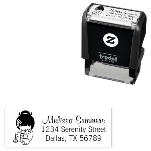 Japans Kimono-meisje Zelfinktende Stempel (In situ)