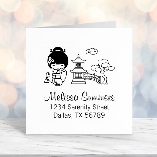 Japans Kimono-meisje Zelfinktende Stempel