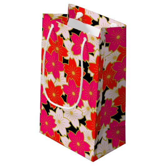 Japans Kimono-patroon Gift bag SAKURA Maneki Nek Klein Cadeauzakje (Achterkant Gekanteld)