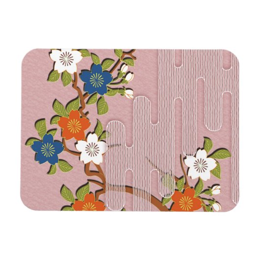 Japans kimono-patroon - nevel en kersenbloesems magneet (Horizontaal)