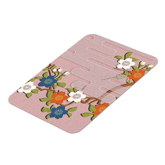 Japans kimono-patroon - nevel en kersenbloesems magneet (Linkerzijde)