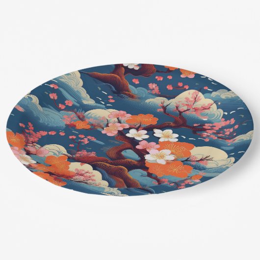 Japans Kimono-patroon Papieren Bordje (Gekanteld)