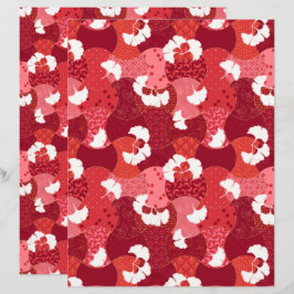 Japans Kimono Patroon Rood Ginkgo Scrapbook Papier