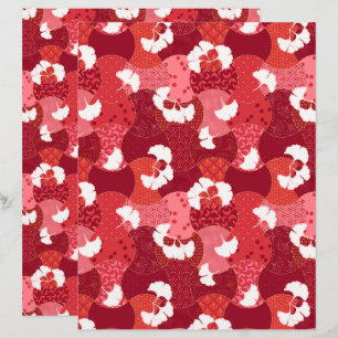 Japans Kimono Patroon Rood Ginkgo Scrapbook Papier