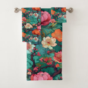 Japans Kimono Sakura en pioen Bad Handdoek