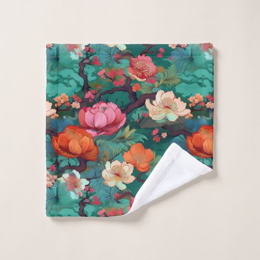 Japans Kimono Sakura en pioen Bad Handdoek (Wasdoekje)