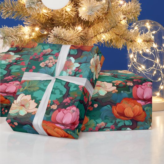 Japans Kimono Sakura en pioen Cadeaupapier (Feestdagen)