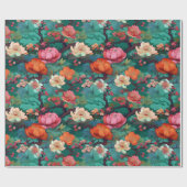 Japans Kimono Sakura en pioen Cadeaupapier (Vlak)