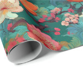 Japans Kimono Sakura en pioen Cadeaupapier (Rol Hoek)