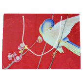 Japans KIMONO textiel, Blauwvogel Groot Cadeauzakje (Voorkant)
