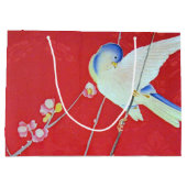 Japans KIMONO textiel, Blauwvogel Groot Cadeauzakje (Achterkant)
