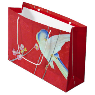 Japans KIMONO textiel, Blauwvogel Groot Cadeauzakje