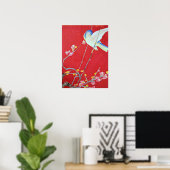 Japans KIMONO textiel, Blauwvogel Poster (Thuiskantoor)
