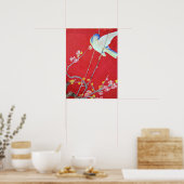 Japans KIMONO textiel, Blauwvogel Poster (Keuken)
