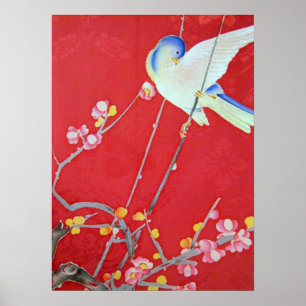 Japans KIMONO textiel, Blauwvogel Poster