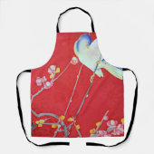 Japans KIMONO textiel, Blauwvogel Schort (Voorkant)