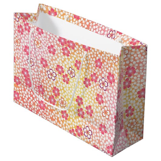 Japans KIMONO textiel, Cherry Blossom Pattern Groot Cadeauzakje (Voorkant Gekanteld)