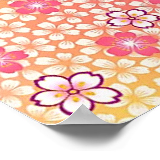 Japans KIMONO textiel, Cherry Blossom Pattern Poster (Hoek)