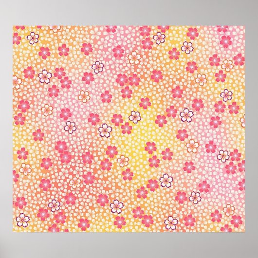 Japans KIMONO textiel, Cherry Blossom Pattern Poster (Voorkant)