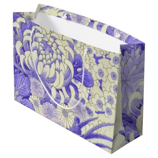 Japans KIMONO textiel, chrysanthemum Groot Cadeauzakje (Achterkant Gekanteld)