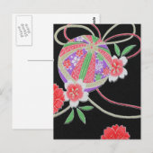 Japans KIMONO textiel, flessenpatroon Briefkaart (Voorkant / Achterkant)