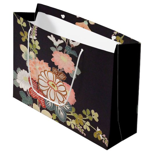 Japans KIMONO textiel, flessenpatroon Groot Cadeauzakje (Voorkant Gekanteld)