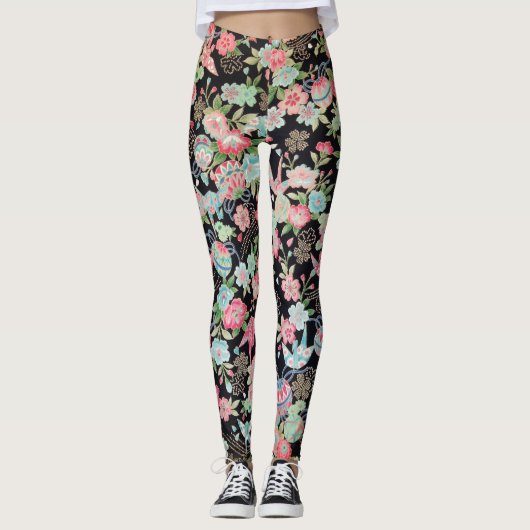 Japans KIMONO textiel, flessenpatroon Leggings (Voorkant)