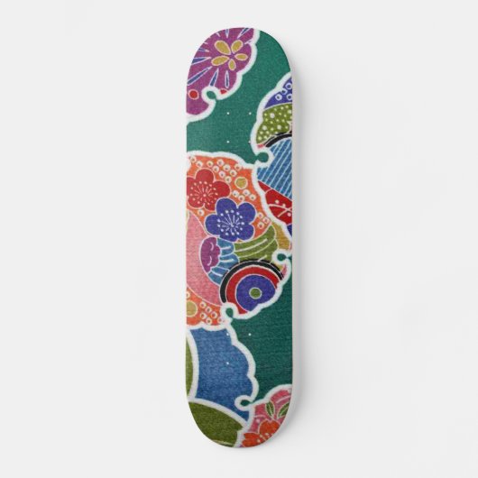 Japans KIMONO textiel, flessenpatroon Skateboard (Voorkant)