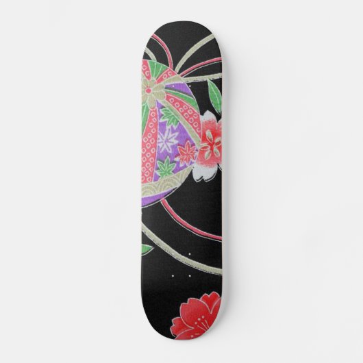 Japans KIMONO textiel, flessenpatroon Skateboard (Voorkant)