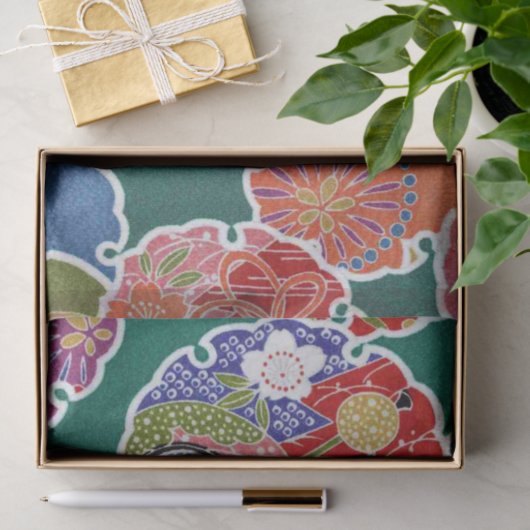 Japans KIMONO textiel, flessenpatroon Tissuepapier (Geschenk)