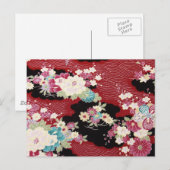 Japans KIMONO textiel, Floral Pattern Briefkaart (Voorkant / Achterkant)