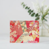 Japans KIMONO textiel, Floral Pattern Briefkaart (Staand voorkant)