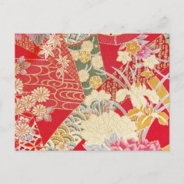 Japans KIMONO textiel, Floral Pattern Briefkaart