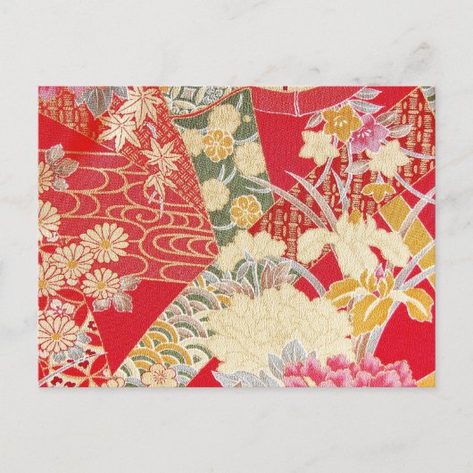 Japans KIMONO textiel, Floral Pattern Briefkaart (Voorkant)
