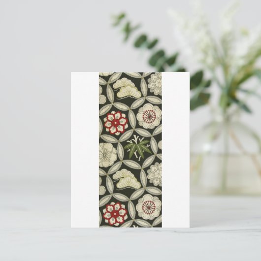 Japans KIMONO textiel, Floral Pattern Briefkaart (Staand voorkant)