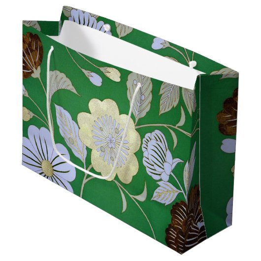 Japans KIMONO textiel, Floral Pattern Groot Cadeauzakje (Voorkant Gekanteld)