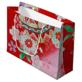 Japans KIMONO textiel, Floral Pattern Groot Cadeauzakje (Voorkant Gekanteld)