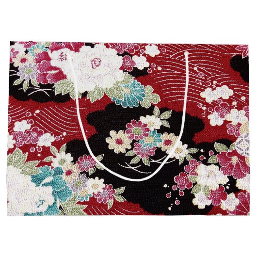 Japans KIMONO textiel, Floral Pattern Groot Cadeauzakje (Achterkant)
