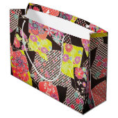 Japans KIMONO textiel, Floral Pattern Groot Cadeauzakje (Achterkant Gekanteld)
