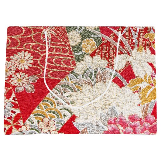Japans KIMONO textiel, Floral Pattern Groot Cadeauzakje (Voorkant)