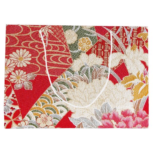 Japans KIMONO textiel, Floral Pattern Groot Cadeauzakje (Achterkant)