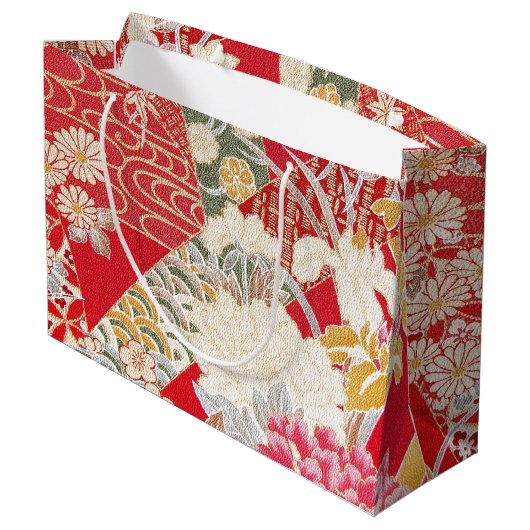 Japans KIMONO textiel, Floral Pattern Groot Cadeauzakje (Achterkant Gekanteld)