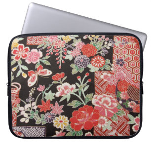 Japans KIMONO textiel, Floral Pattern Laptop Sleeve