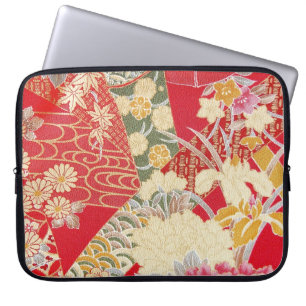 Japans KIMONO textiel, Floral Pattern Laptop Sleeve