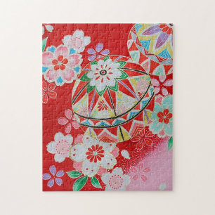Japans KIMONO textiel, Floral Pattern Legpuzzel
