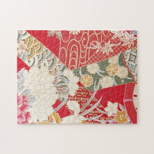 Japans KIMONO textiel, Floral Pattern Legpuzzel (Horizontaal)