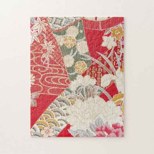 Japans KIMONO textiel, Floral Pattern Legpuzzel (Verticaal)